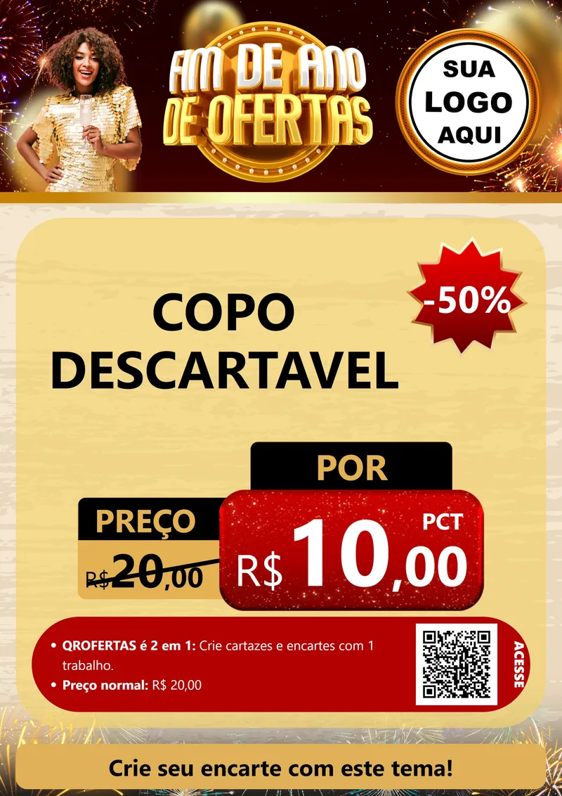 Modelo de Cartaz para Cartaz A4 Vertical com o tema Fim de Ano de Ofertas para Embalagens