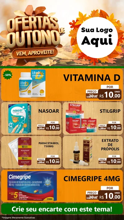 Modelo de TV para TV Vertical com o tema Ofertas de Outono - Vem, Aproveite! para Farmácia