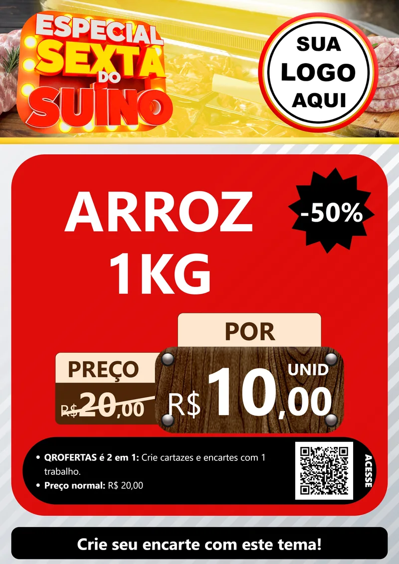 Modelo de Cartaz para Cartaz A4 Vertical com o tema Especial Sexta do Suíno para Supermercado