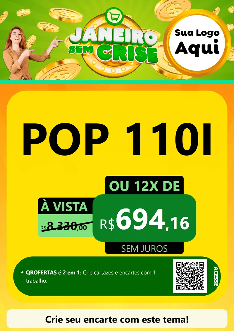 Modelo de Cartaz para Cartaz A4 Vertical com o tema Janeiro Sem Crise para Concessionaria de Motos