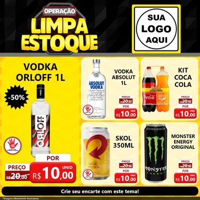Modelo de Rede Social para Feed Facebook com o tema Operação Limpa Estoque para Distribuidora de bebidas