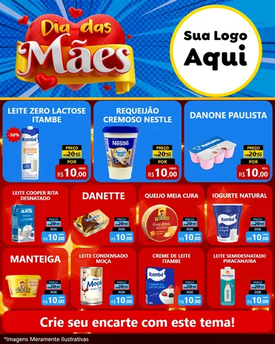 Modelo de Rede Social para Feed Instagram com o tema Dia das Mães para Frios e Laticínios