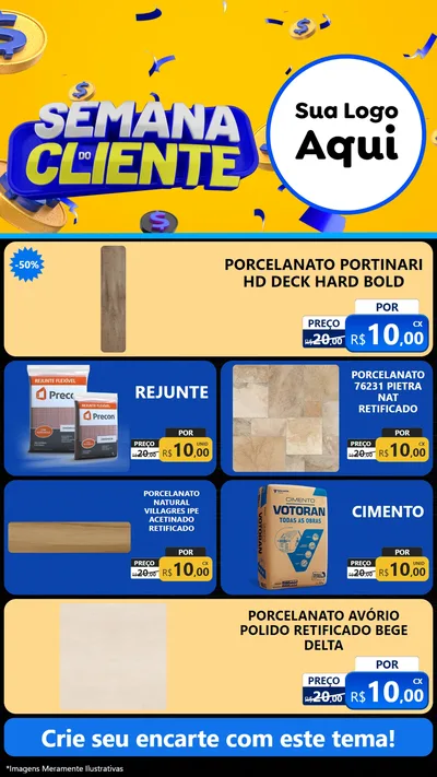 Modelo de TV para TV Vertical com o tema Semana do Cliente para Pisos e revestimentos
