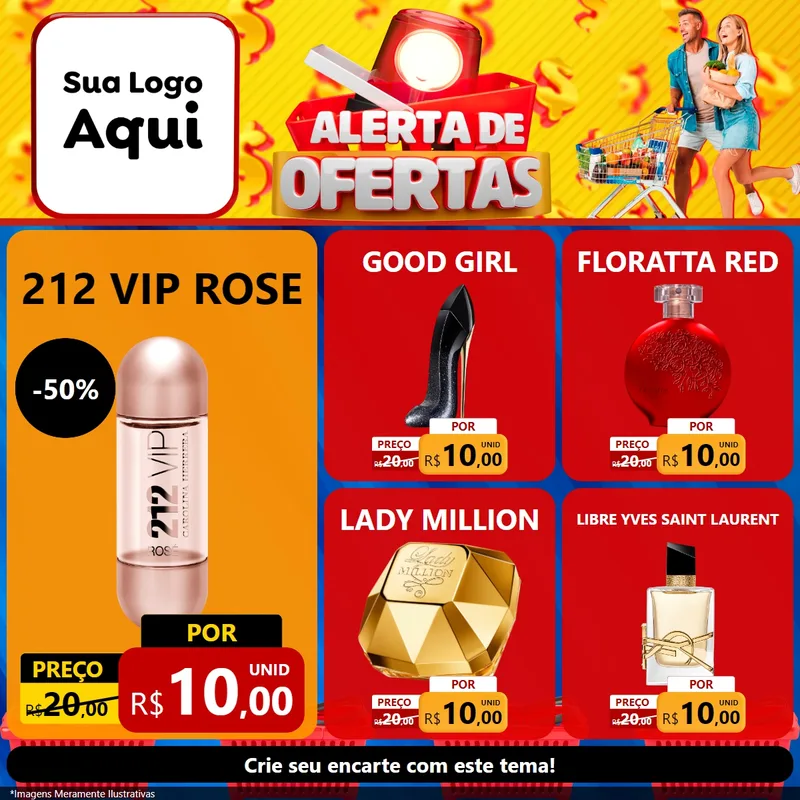 Modelo de Rede Social para Feed Facebook com o tema Alerta de Ofertas para Perfumes