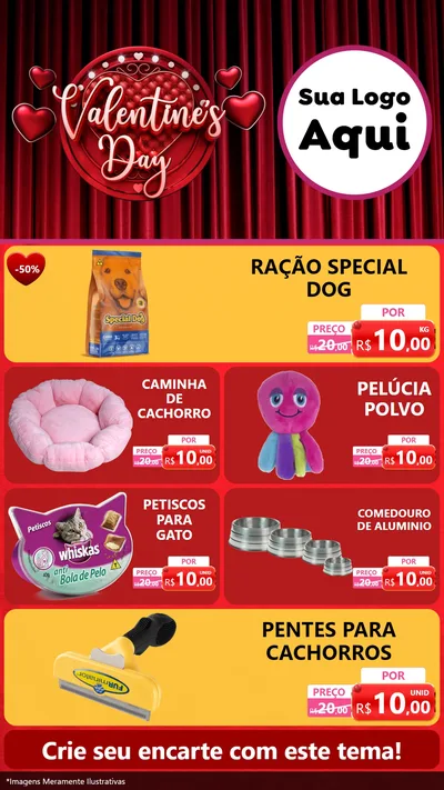 Modelo de TV para TV Vertical com o tema Valentine's Day para Pet Shop