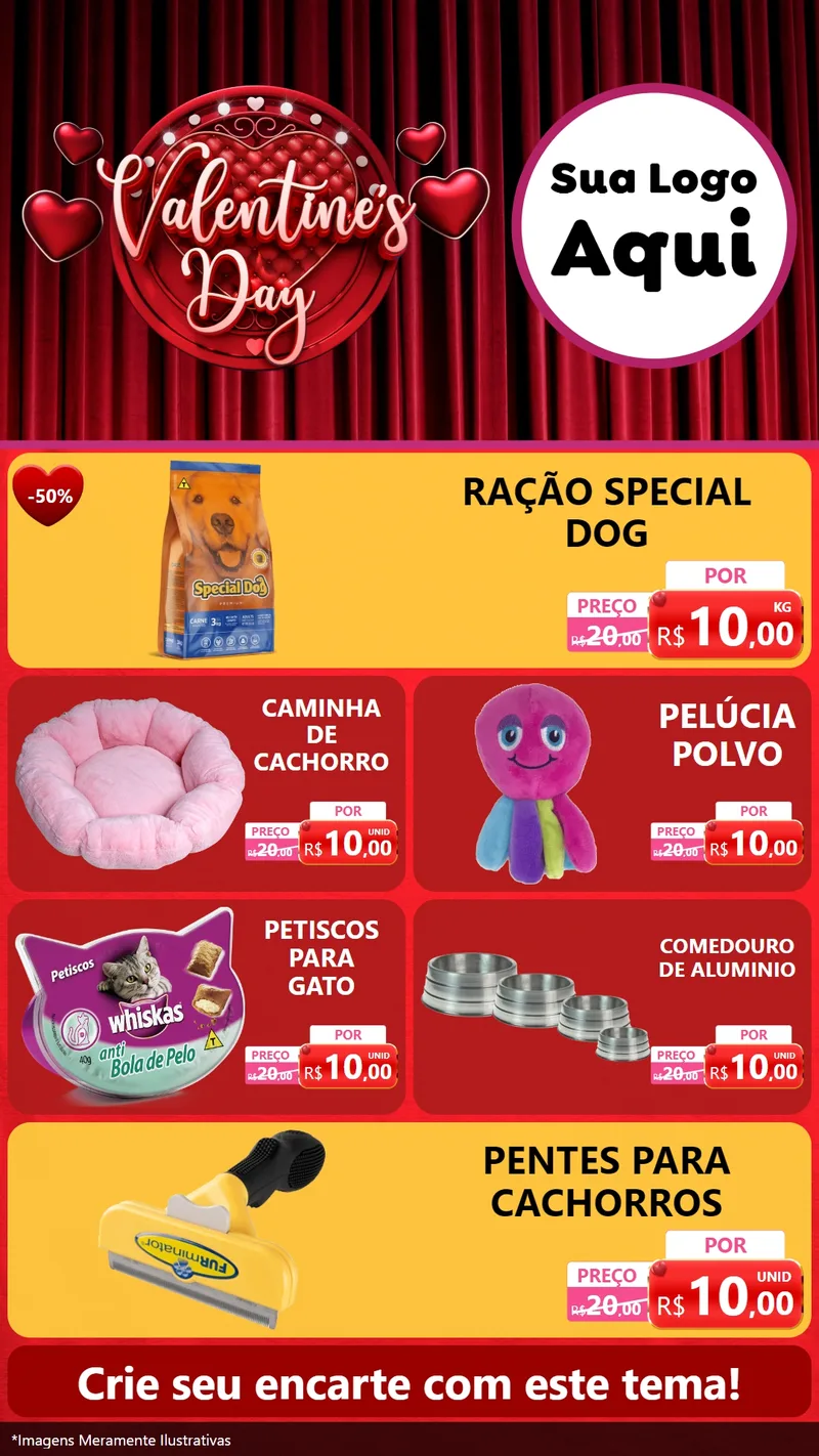 Modelo de TV para TV Vertical com o tema Valentine's Day para Pet Shop