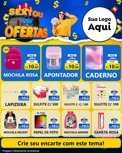Modelo de Rede Social para Feed Instagram com o tema Sextou de Ofertas para Papelaria