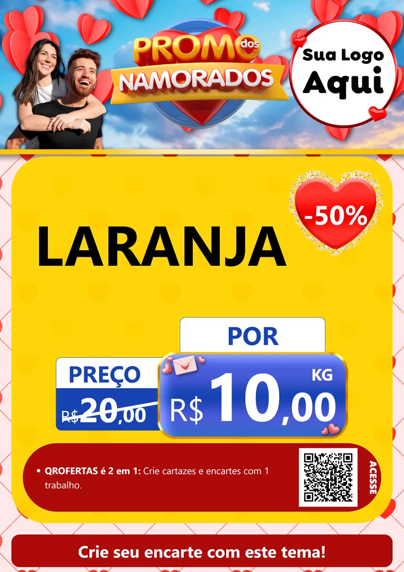 Modelo de Cartaz para Cartaz A4 Vertical com o tema Promo dos Namorados para Hortifrúti