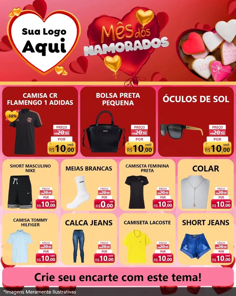 Modelo de Rede Social para Feed Instagram com o tema Mês dos Namorados para Roupas e acessórios