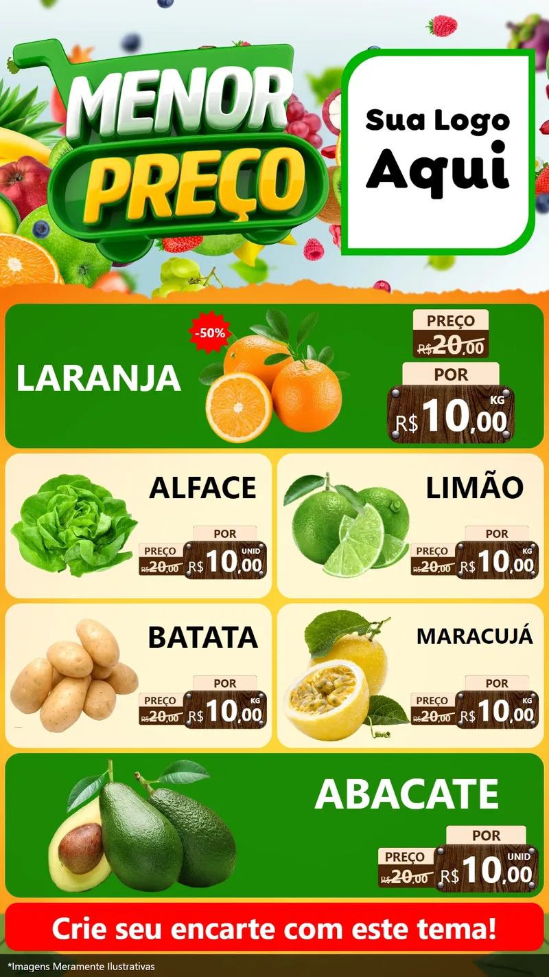 Modelo de TV para TV Vertical com o tema Menor Preço para Hortifrúti