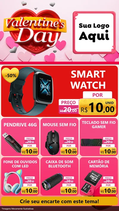 Modelo de Rede Social para Stories com o tema Valentine's Day para Informática