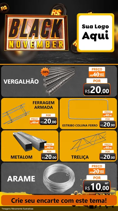 Modelo de TV para TV Vertical com o tema Black November para Ferragens