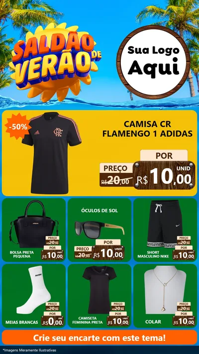 Modelo de Rede Social para Stories com o tema Saldão de Verão para Roupas e acessórios