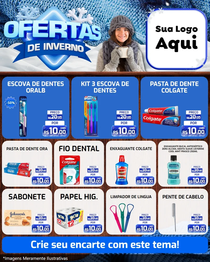 Modelo de Rede Social para Feed Instagram com o tema Ofertas de Inverno para Higiene Pessoal
