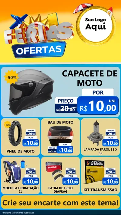 Modelo de Rede Social para Stories com o tema Ofertas - Férias para Moto peças