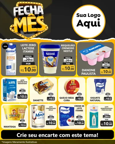 Modelo de Rede Social para Feed Instagram com o tema Fecha Mês para Frios e Laticínios