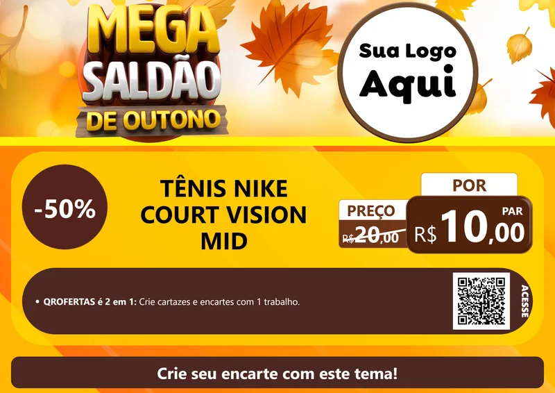 Modelo de Cartaz para Cartaz A4 Horizontal com o tema Mega Saldão de Outono para Calçados