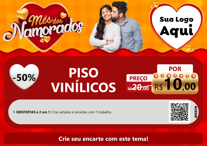 Modelo de Cartaz para Cartaz A4 Horizontal com o tema Mês dos Namorados para Material para Construção