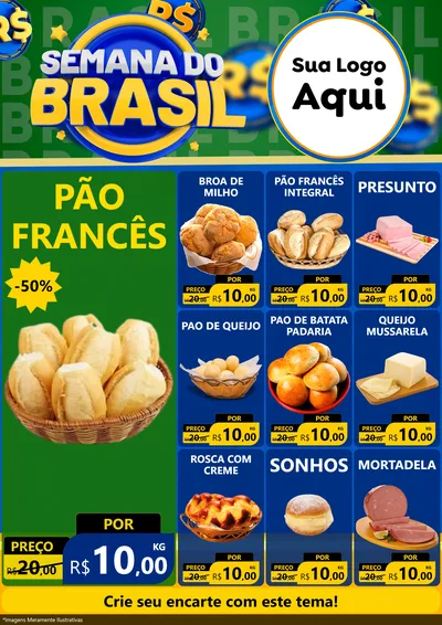 Modelo de Encarte para Encarte A4 Vertical com o tema Semana Do Brasil para Padaria