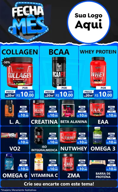 Modelo de Encarte para Encarte Grande com o tema Fecha Mês para Suplementos alimentares
