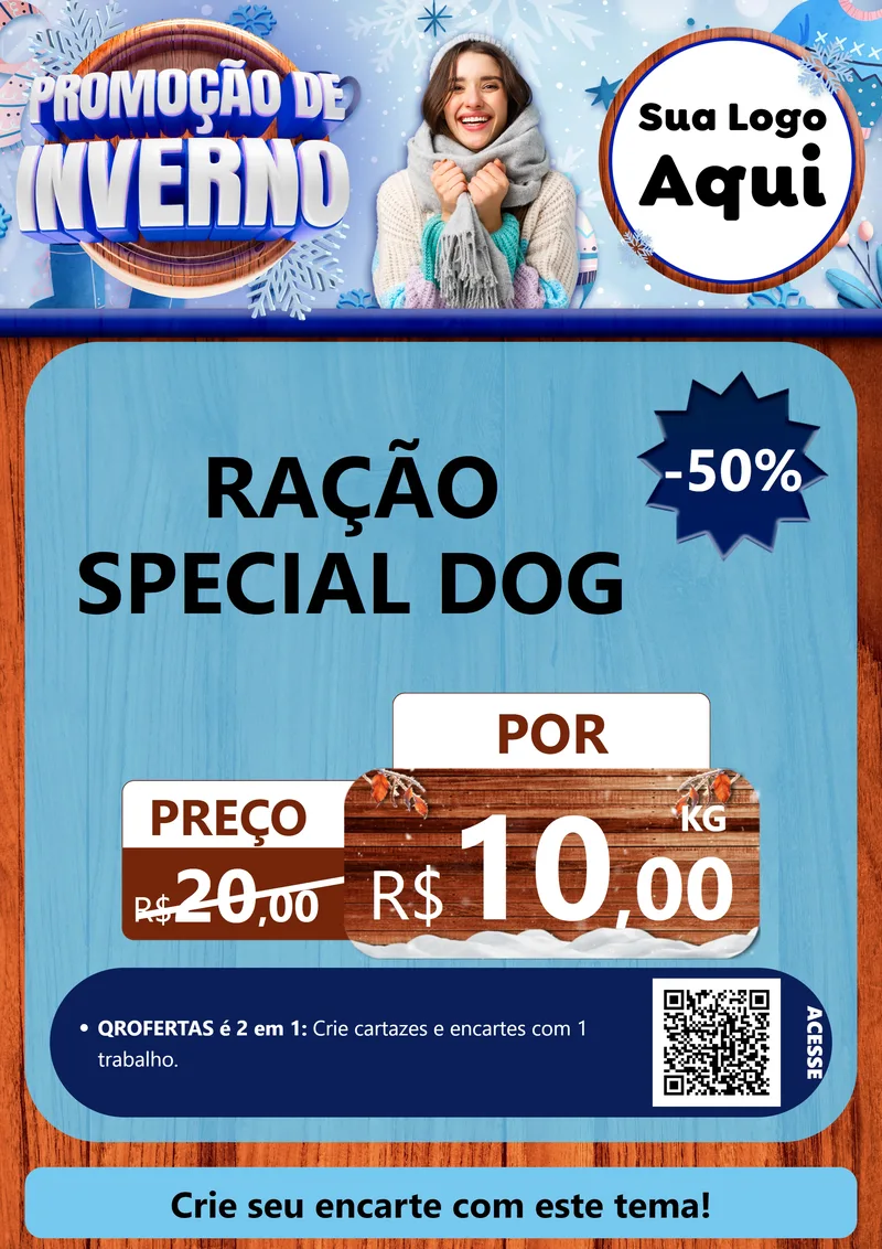 Modelo de Cartaz para Cartaz A4 Vertical com o tema Promoção de Inverno para Pet Shop