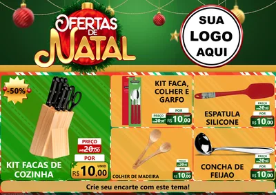 Modelo de Encarte para Encarte A4 Horizontal com o tema Ofertas de Natal para Utilidades Domésticas