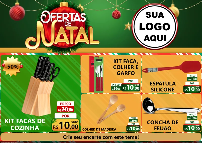 Modelo de Encarte para Encarte A4 Horizontal com o tema Ofertas de Natal para Utilidades Domésticas
