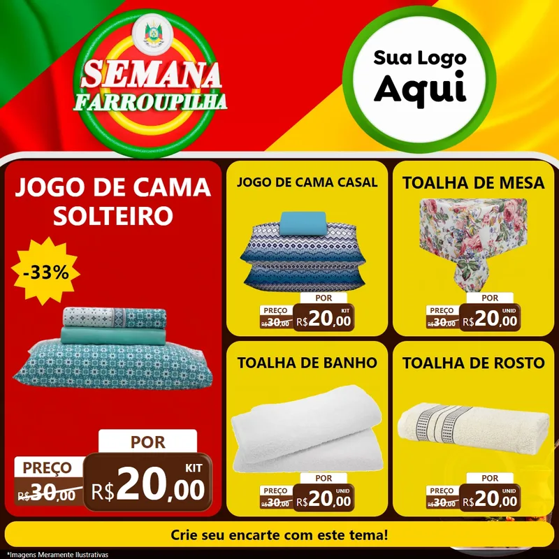 Modelo de Rede Social para Feed Facebook com o tema Semana Farroupilha para Cama, Mesa e Banho
