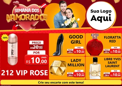 Modelo de Encarte para Encarte A4 Horizontal com o tema Semana dos Namorados para Perfumes