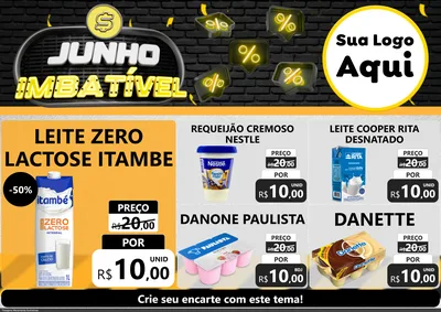 Modelo de Encarte para Encarte A4 Horizontal com o tema Junho Imbatível para Frios e Laticínios