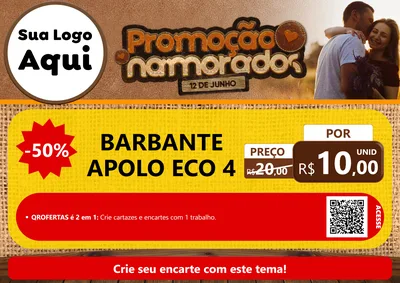 Modelo de Cartaz para Cartaz A4 Horizontal com o tema Promoção Namorados para Armarinho e Aviamentos