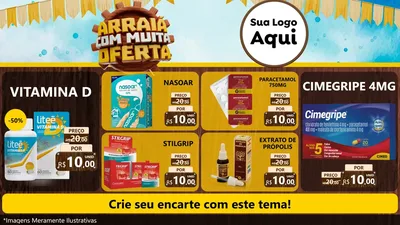 Modelo de TV para TV Horizontal com o tema Ofertas de São João - Junina para Farmácia