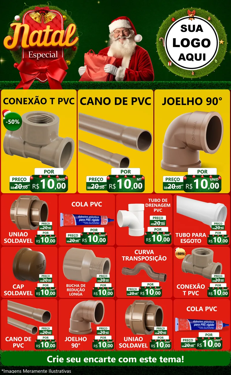 Modelo de Encarte para Encarte Grande com o tema Natal Especial para Tubos e conexões