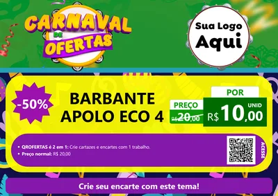 Modelo de Cartaz para Cartaz A4 Horizontal com o tema Carnaval de Ofertas para Armarinho e Aviamentos