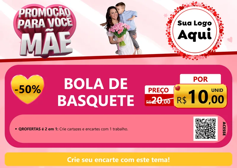 Modelo de Cartaz para Cartaz A4 Horizontal com o tema Promoção Para Você Mãe para Artigos Esportivos