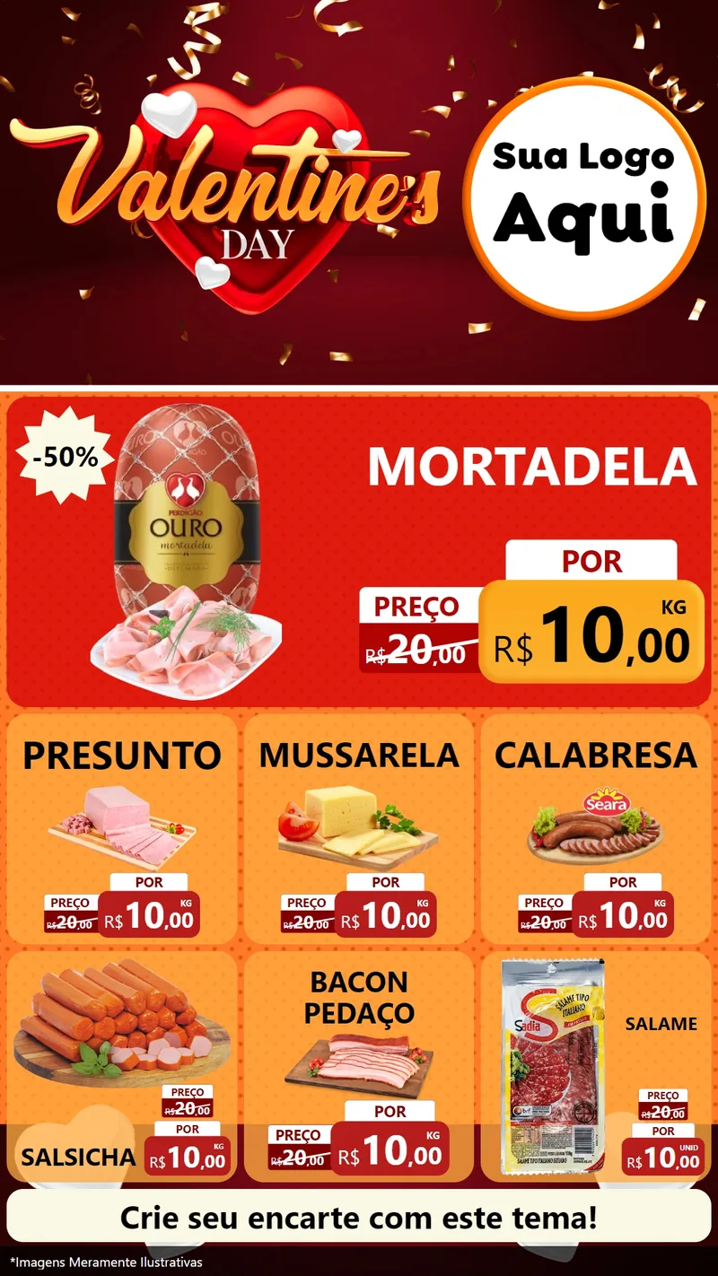 Modelo de Rede Social para Stories com o tema Valentine's Day para Frios e Laticínios