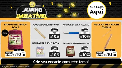 Modelo de TV para TV Horizontal com o tema Junho Imbatível para Armarinho e Aviamentos