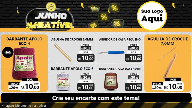 Modelo de TV para TV Horizontal com o tema Junho Imbatível para Armarinho e Aviamentos