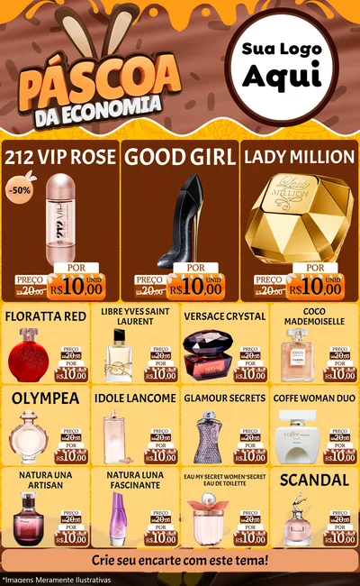 Modelo de Encarte para Encarte Grande com o tema Páscoa da Economia para Perfumes