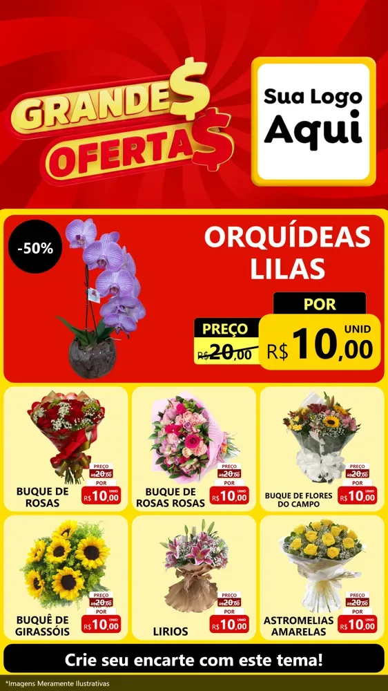Modelo de Rede Social para Stories com o tema Grandes Ofertas para Floricultura e jardim