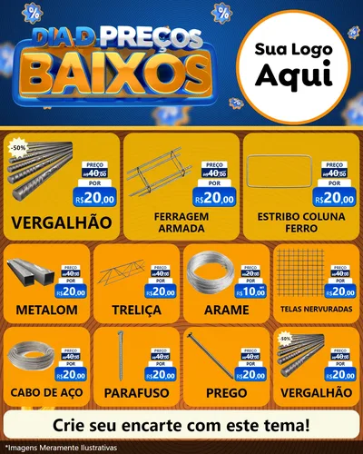 Modelo de Rede Social para Feed Instagram com o tema Dia D Preço Baixo para Ferragens