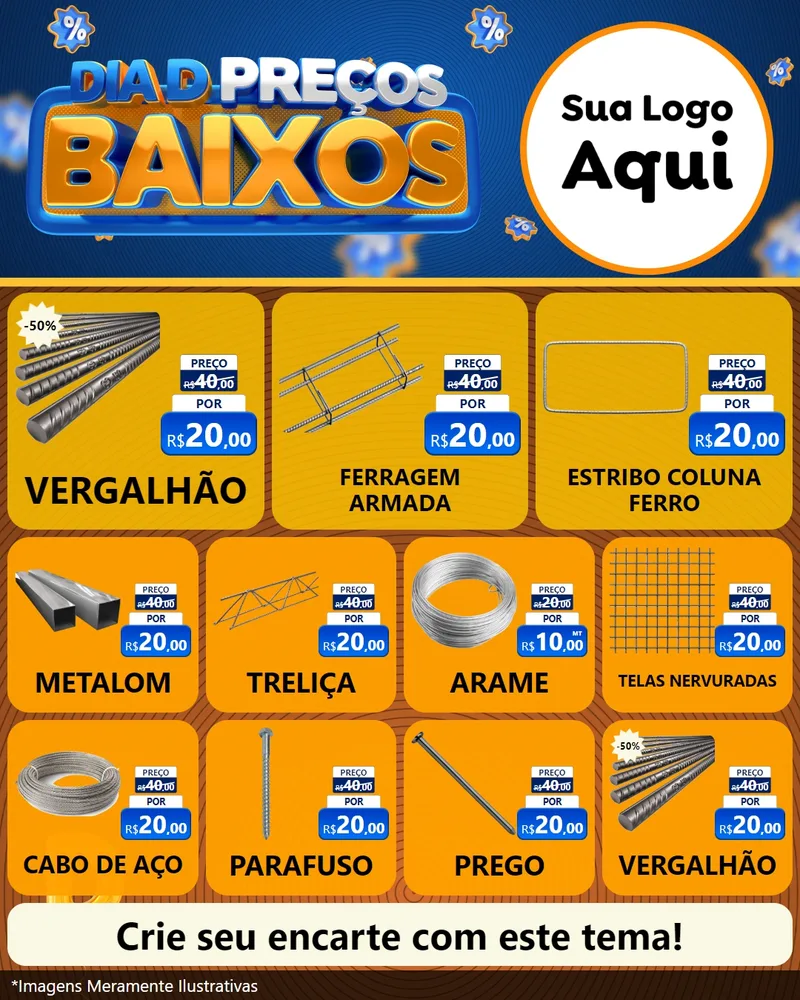 Modelo de Rede Social para Feed Instagram com o tema Dia D Preço Baixo para Ferragens