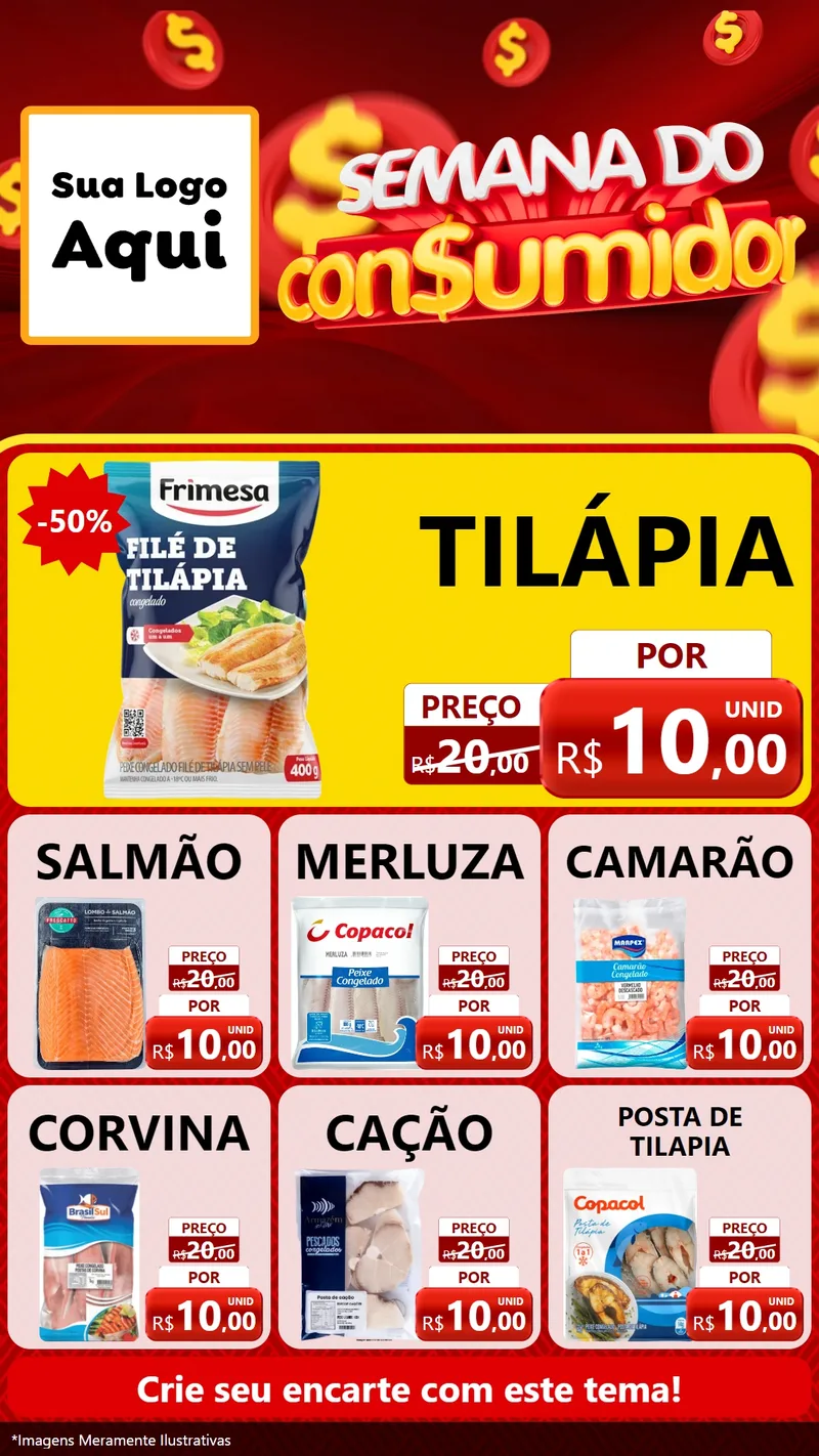 Modelo de Rede Social para Stories com o tema Semana do Consumidor para Peixaria