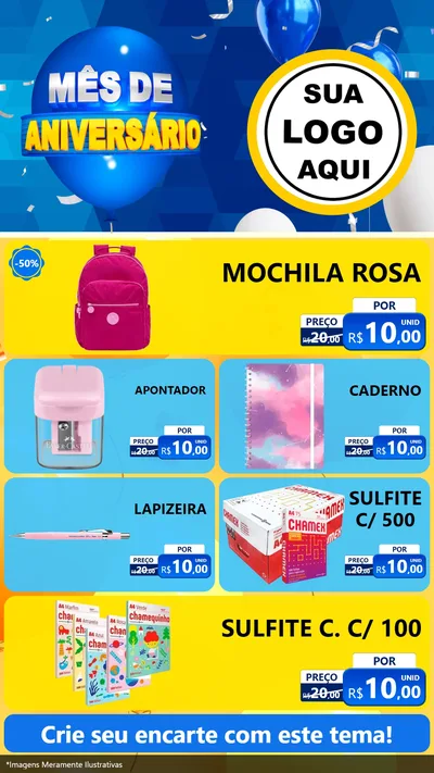Modelo de TV para TV Vertical com o tema Mês de Aniversário para Papelaria