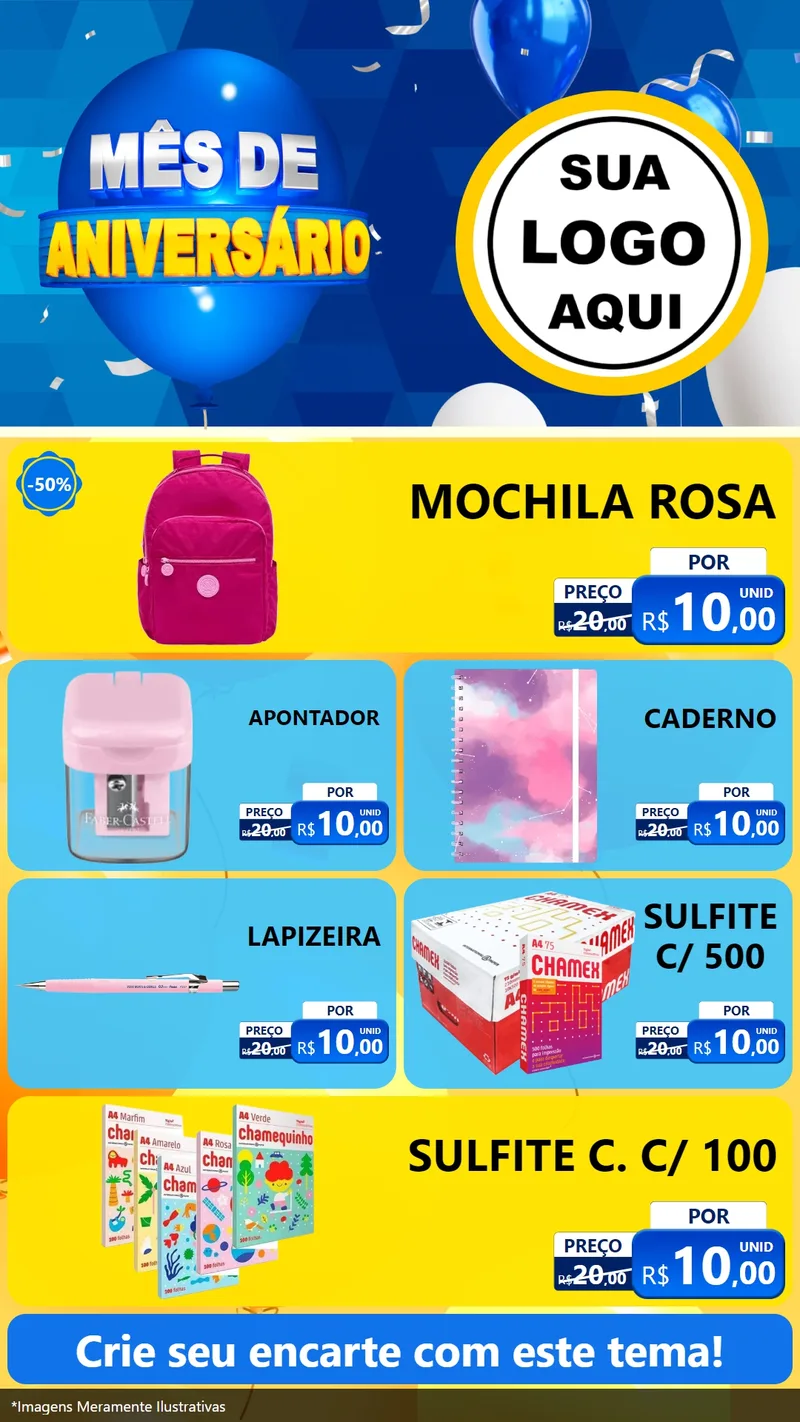 Modelo de TV para TV Vertical com o tema Mês de Aniversário para Papelaria