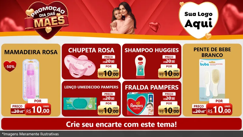 Modelo de TV para TV Horizontal com o tema Promoção Dia das Mães para Bebês