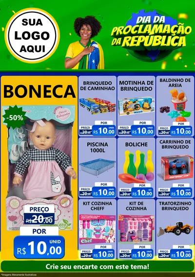 Modelo de Encarte para Encarte A4 Vertical com o tema Dia Da Proclamação Da República para Brinquedos