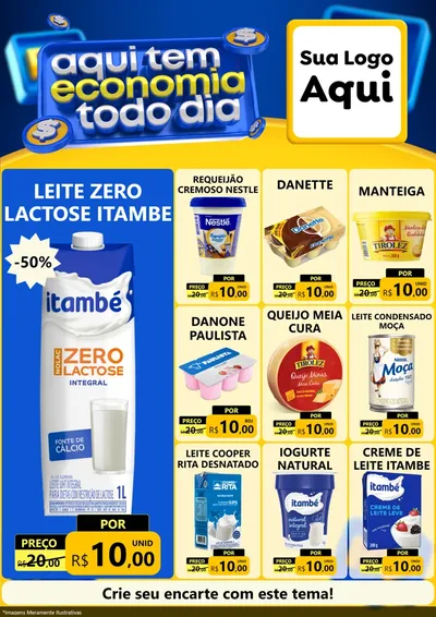 Modelo de Encarte para Encarte A4 Vertical com o tema Aqui Tem Economia Todo Dia para Frios e Laticínios
