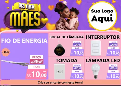 Modelo de Encarte para Encarte A4 Horizontal com o tema Dia das Mães para Materiais Elétricos
