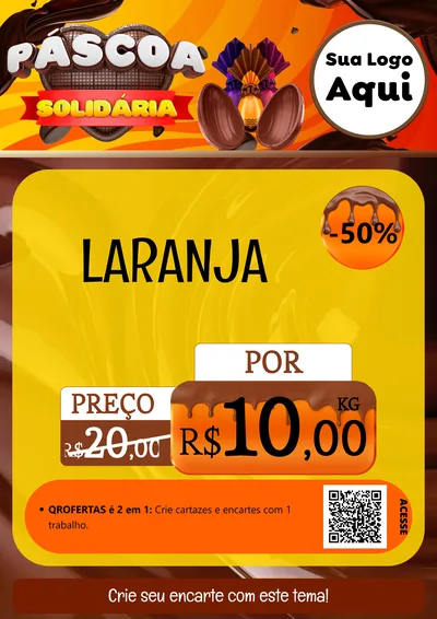 Modelo de Cartaz para Cartaz A4 Vertical com o tema Páscoa Solidária para Hortifrúti
